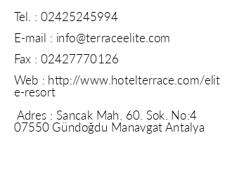 Terrace Elite Resort Hotel iletiim bilgileri